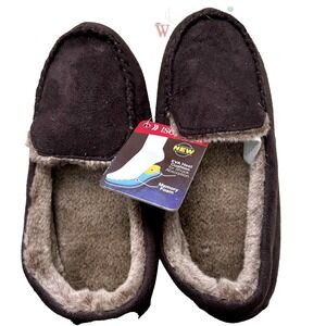 Woodlands Isotoner Buckskin Slippers Sm 5-6 Dk. Chocolate‎ EVA Heel Cushion NEW